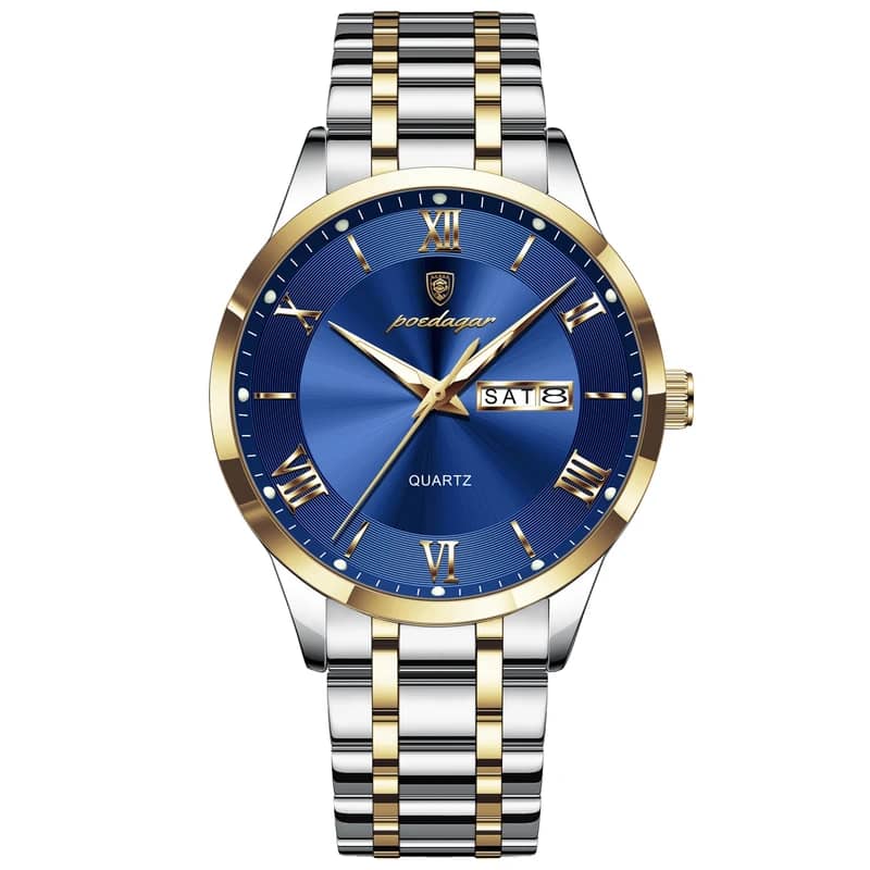 ساعت مچی مردانه اورجینال پوداگار poedgar رنگ ثابت صفحه سرمه ای