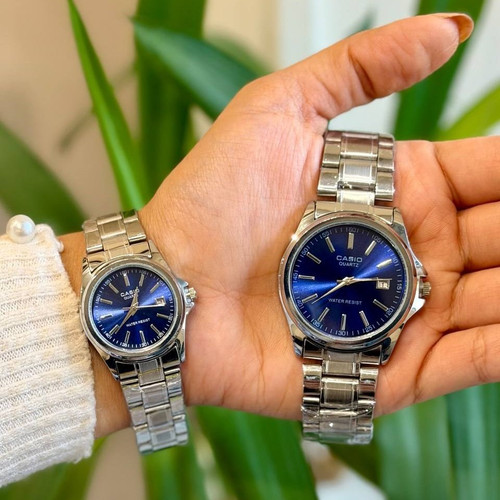 ساعت ست کاسیو کلاسیک صفحه گرد رنگ آبی تیره