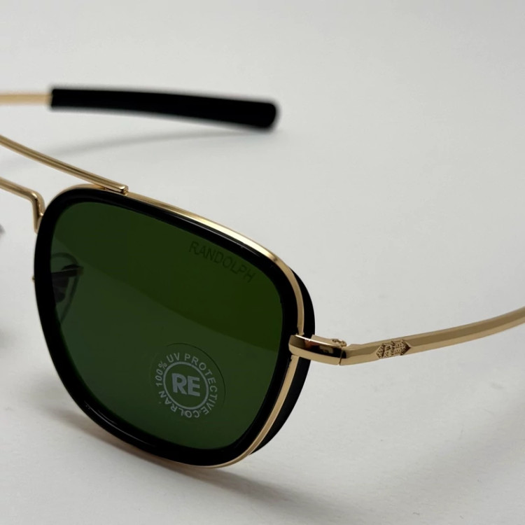 تصویر عینک آفتابی خلبانی فیوژن رندولف شیشه سنگ آنتی رفلکس سبز طلایی فول پک RANDOLPH FUSION 24K GOLD