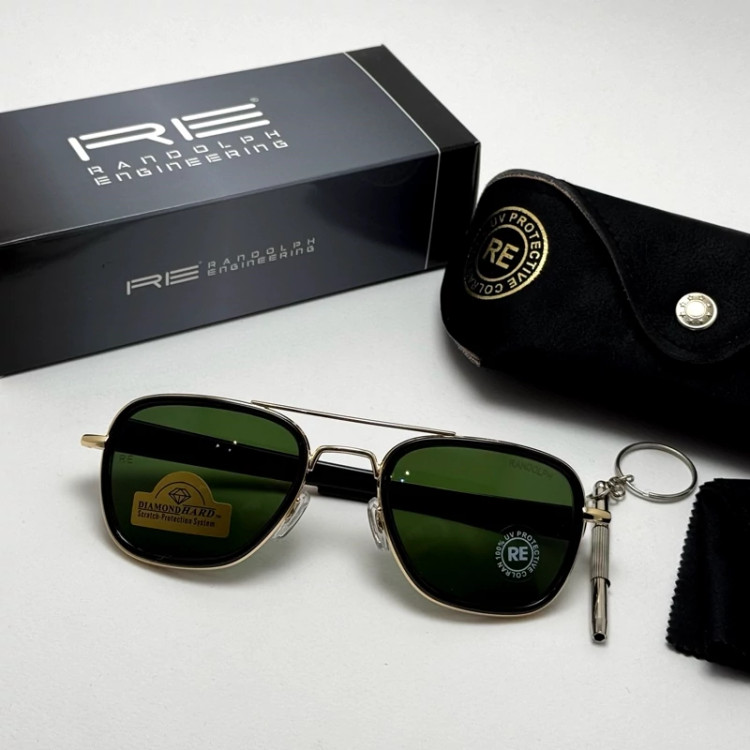 تصویر عینک آفتابی خلبانی فیوژن رندولف شیشه سنگ آنتی رفلکس سبز طلایی فول پک RANDOLPH FUSION 24K GOLD