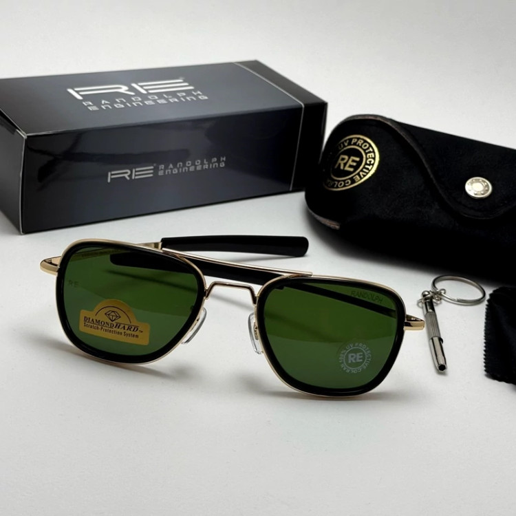 تصویر عینک آفتابی خلبانی فیوژن رندولف شیشه سنگ آنتی رفلکس سبز طلایی فول پک RANDOLPH FUSION 24K GOLD