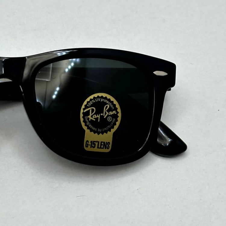 تصویر عینک آفتابی ویفرر ریبن reyban شیشه سنگ مشکی براق عدسی مشکی سایز 50 به همراه پک کامل اورجینال RB 2140