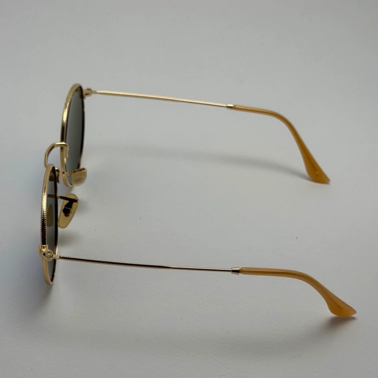 تصویر عینک آفتابی پلاریزه گرد فوق سبک آبی فریم طلایی کد 3447