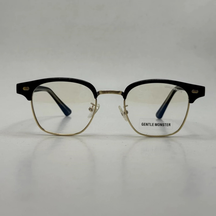 تصویر فریم عینک طبی بلوکات کلاب مستر برند جنتل مانستر دسته سیم کره ای طلایی مشکی