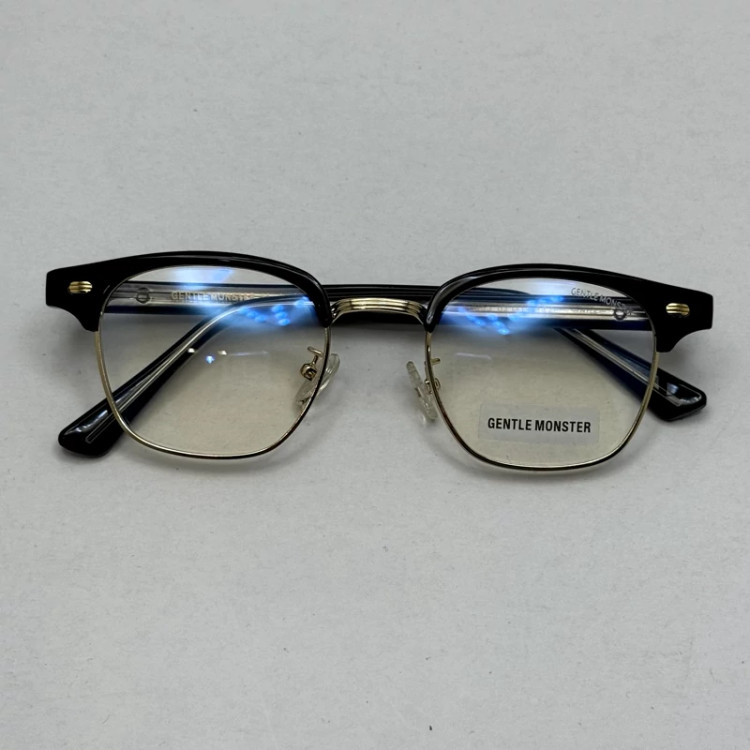 تصویر فریم عینک طبی بلوکات کلاب مستر برند جنتل مانستر دسته سیم کره ای طلایی مشکی
