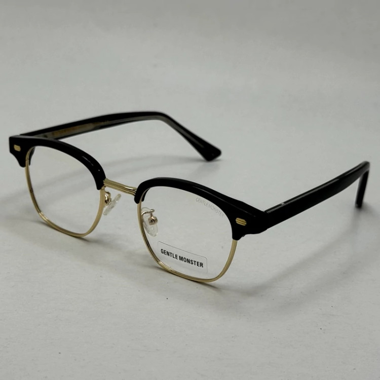 تصویر فریم عینک طبی بلوکات کلاب مستر برند جنتل مانستر دسته سیم کره ای طلایی مشکی