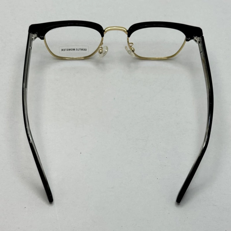 تصویر فریم عینک طبی بلوکات کلاب مستر برند جنتل مانستر دسته سیم کره ای طلایی مشکی
