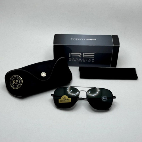 تصویر عینک آفتابی خلبانی رندولف شیشه سنگ آنتی رفلکس مشکی فریم مشکی فول پک RANDOLPH AVIATOR RE 58 BLACK