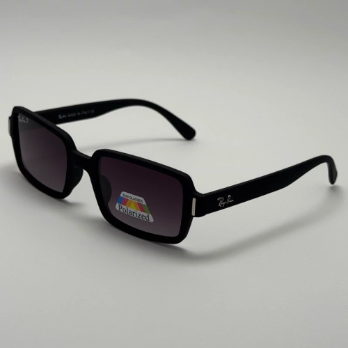 تصویر عینک آفتابی پلاریزه ریبن مستطیلی تمام مشکی کد rayban RB 2201