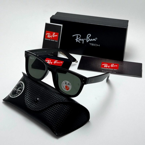 تصویر عینک آفتابی ریبن ویفرر ریورس پلاریزه سبز فریم مشکی براق به همراه پک کامل ریبن Rayban WAYFARER REVERSE RB 0502S