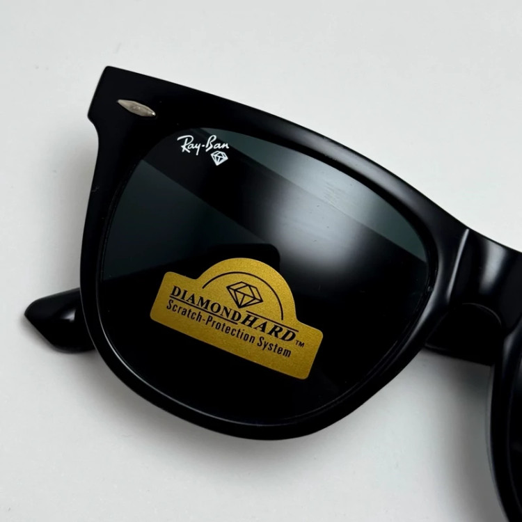 تصویر عینک آفتابی ریبن ویفرر شیشه سنگ مشکی براق به همراه پک کامل ریبن Rayban WAYFARER RB 2140 سایز 54