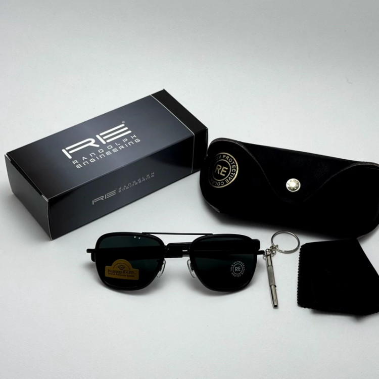 تصویر عینک آفتابی خلبانی فیوژن رندولف شیشه سنگ آنتی رفلکس تمام مشکی فول پک RANDOLPH FUSION 24K