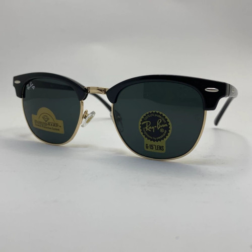 تصویر عینک ریبن rayban کلاب مستر شیشه سنگ مشکی طلایی RB 3016 با پک کامل اورجینال ریبن (جعبه،کیف،دستمال نانو،شناسنامه،کاتالوگ)
