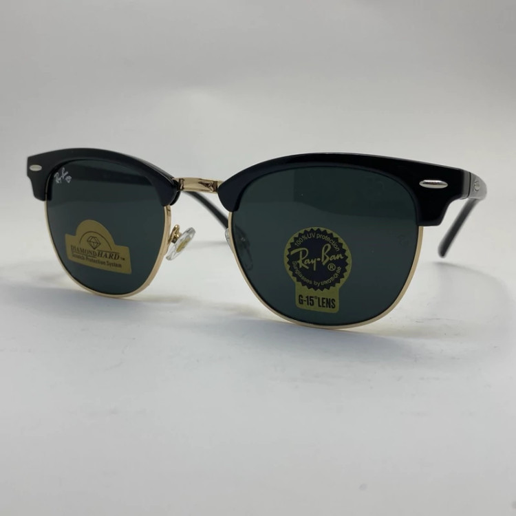 تصویر عینک ریبن rayban کلاب مستر شیشه سنگ مشکی طلایی RB 3016 با پک کامل اورجینال ریبن (جعبه،کیف،دستمال نانو،شناسنامه،کاتالوگ)