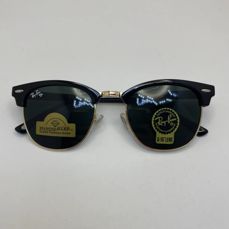 تصویر عینک ریبن rayban کلاب مستر شیشه سنگ مشکی طلایی RB 3016 با پک کامل اورجینال ریبن (جعبه،کیف،دستمال نانو،شناسنامه،کاتالوگ)