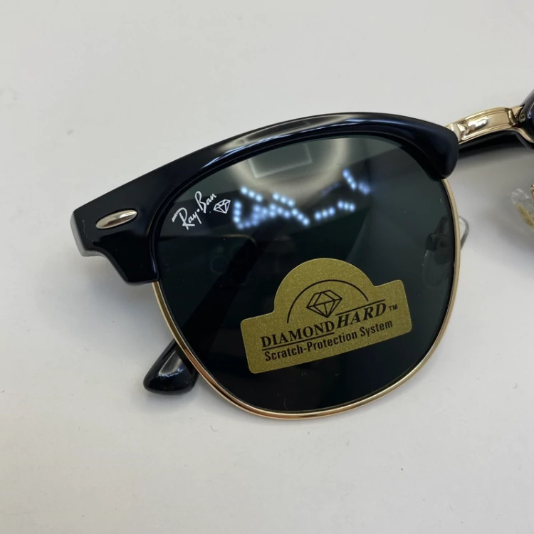 تصویر عینک ریبن rayban کلاب مستر شیشه سنگ مشکی طلایی RB 3016 با پک کامل اورجینال ریبن (جعبه،کیف،دستمال نانو،شناسنامه،کاتالوگ)