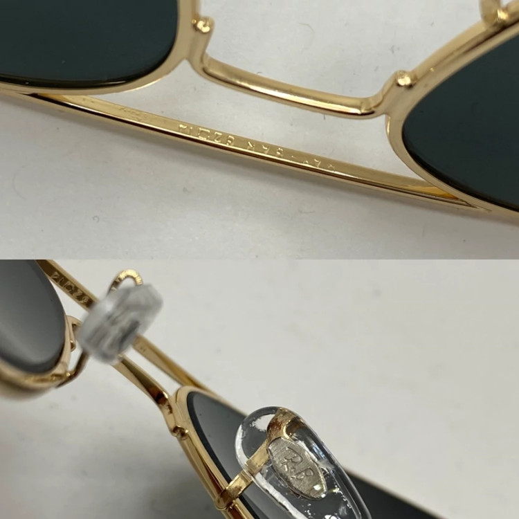 تصویر عینک آفتابی ریبن خلبانی شیشه سنگ مشکی طلایی با پک کامل اورجینال