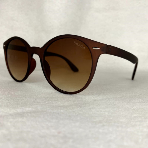 تصویر عینک گرد اسکادا skada قهوه ای مات محافظ کامل uv400 مناسب آقایان و بانوان به همراه کاور و دستمال نانو مخصوص عینک