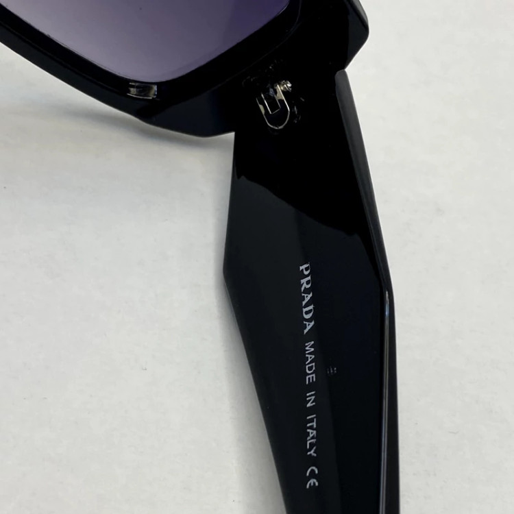 تصویر عینک آفتابی پرادا PRADA ایتالیا دسته سه بعدی مشکی کد 5916 همراه کاور و دستمال رایگان