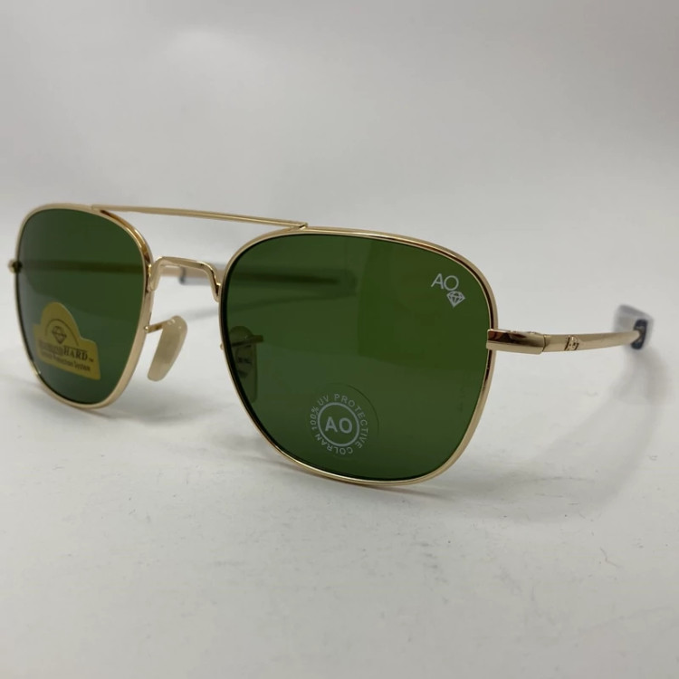 تصویر عینک AO آمریکن اپتیکال شیشه سنگ سبز با پک کامل اورجینال سایز 54