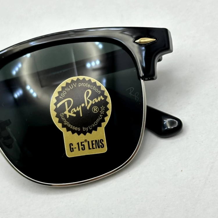 تصویر عینک آفتابی کلاب مستر ریبن rayban شیشه سنگ مشکی فریم نقره ای به همراه پک کامل RB 3016