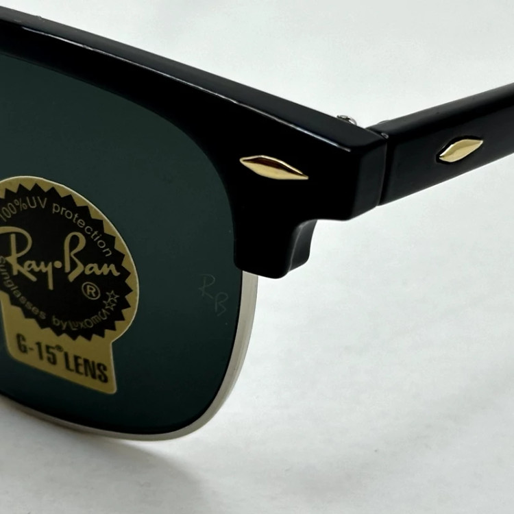 تصویر عینک آفتابی کلاب مستر ریبن rayban شیشه سنگ مشکی فریم نقره ای به همراه پک کامل RB 3016