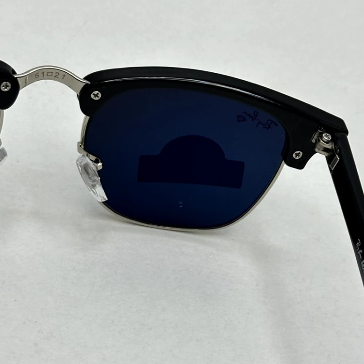 تصویر عینک آفتابی کلاب مستر ریبن rayban شیشه سنگ مشکی فریم نقره ای به همراه پک کامل RB 3016