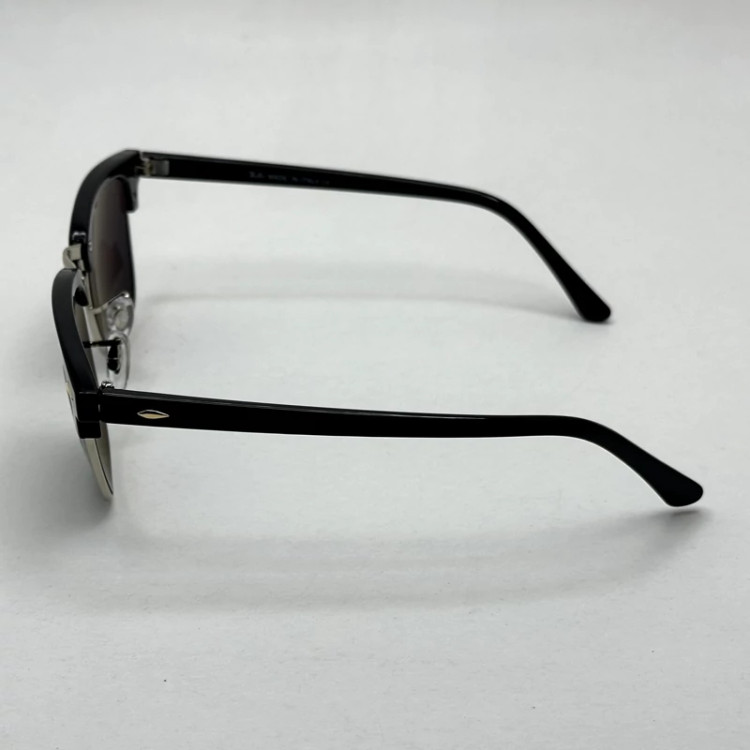 تصویر عینک آفتابی کلاب مستر ریبن rayban شیشه سنگ مشکی فریم نقره ای به همراه پک کامل RB 3016