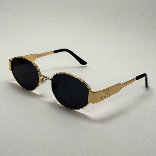 تصویر عینک آفتابی سلین CELINE بیضی طلایی مشکی کیفیت مستر به همراه کاور پارچه ای و دستمال رایگان