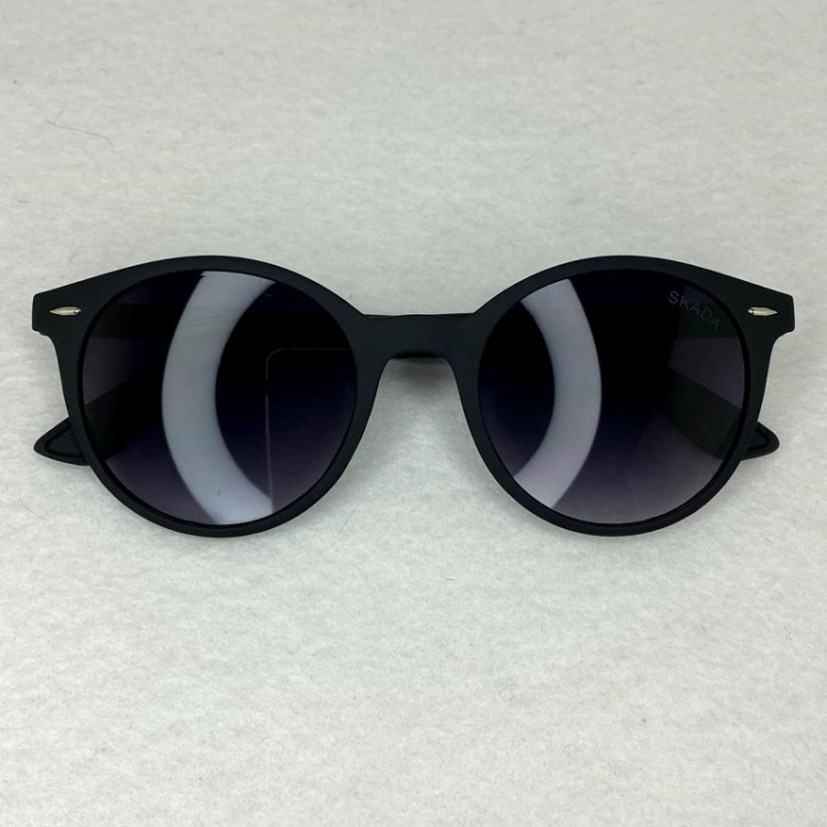 تصویر عینک گرد اسکادا skada مشکی مات محافظ کامل uv400 مناسب آقایان و بانوان به همراه کاور و دستمال نانو مخصوص عینک