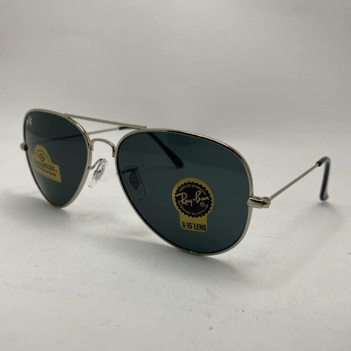 تصویر عینک آفتابی ریبن خلبانی rayban مشکی نقره ای با پک کامل ریبن