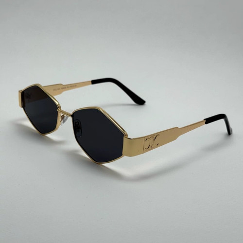 تصویر عینک آفتابی سلین CELINE شش ضلعی طلایی مشکی کیفیت مستر به همراه کاور پارچه ای و دستمال