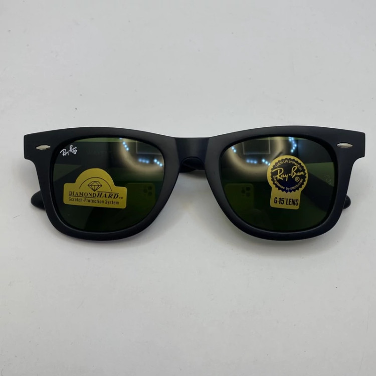 تصویر عینک ویفرر ریبن Rayban WAYFARER مشکی مات شیشه سنگ نشکن زد خش با پک کامل ریبن RB 2140