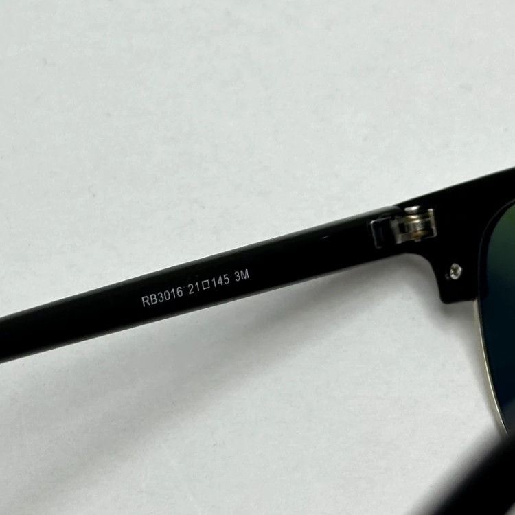 تصویر عینک آفتابی کلاب مستر ریبن reyban شیشه سنگ آنتی رفلکس سبز فریم نقره ای به همراه پک کامل اورجینال RB 3016