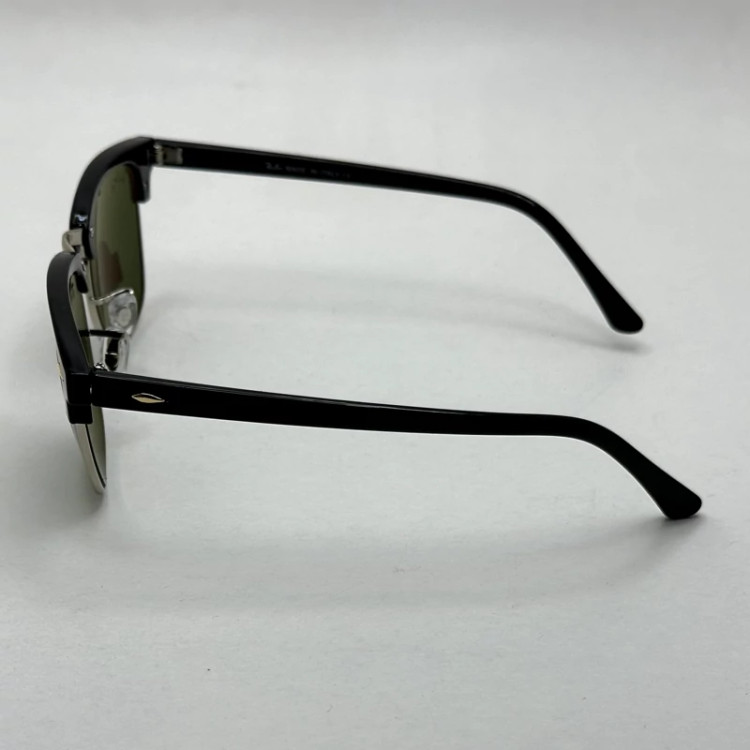 تصویر عینک آفتابی کلاب مستر ریبن reyban شیشه سنگ آنتی رفلکس سبز فریم نقره ای به همراه پک کامل اورجینال RB 3016