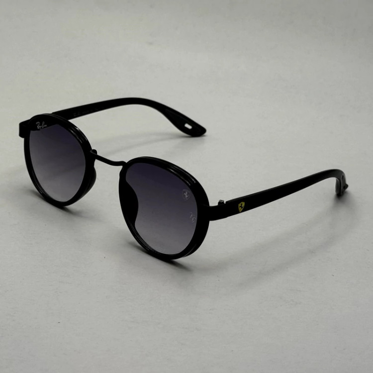 تصویر عینک آفتابی گرد ریبن فراری مشکی با پک کاملRayban Ferrari RB3705