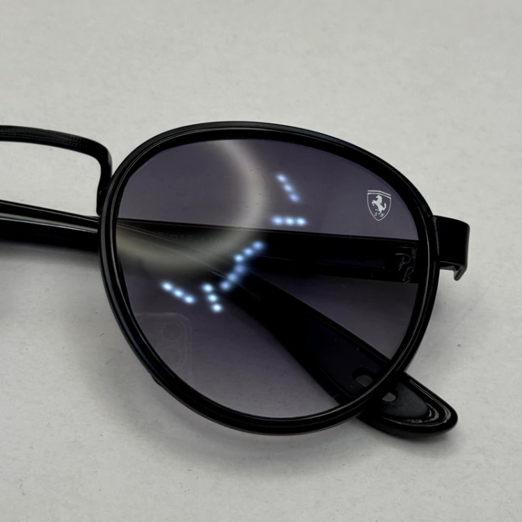 تصویر عینک آفتابی گرد ریبن فراری مشکی با پک کاملRayban Ferrari RB3705