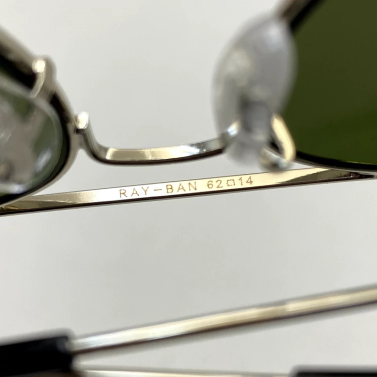 تصویر عینک آفتابی خلبانی AVIATOR ریبن rayban شیشه سنگ نقره ای سبز سایز 3026 فول پک