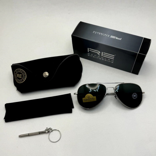 تصویر عینک آفتابی خلبانی رندولف شیشه سنگ مدل کانکورد آنتی رفلکس مشکی فریم نقره ا فول پک اصلی RANDOLPH AVIATOR CR 231 24K