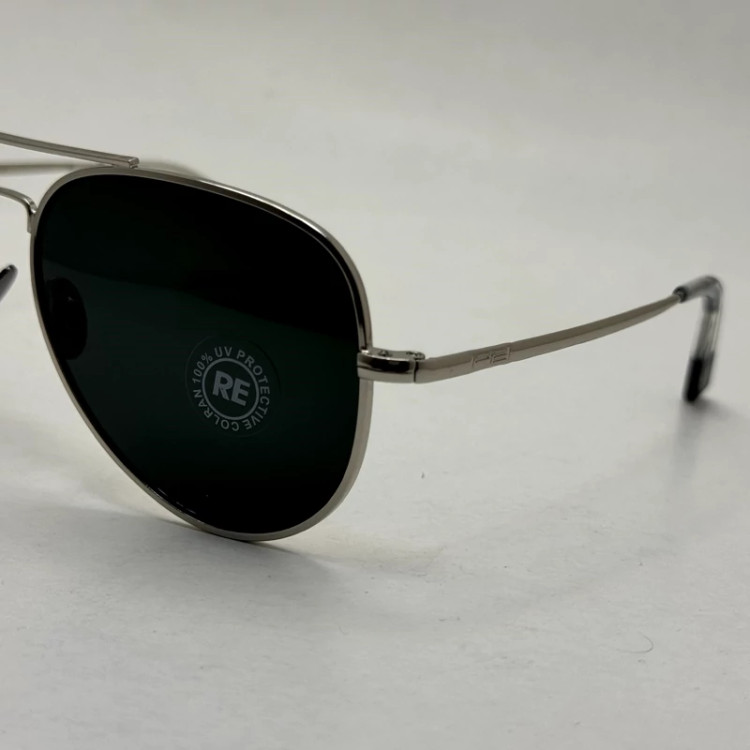 تصویر عینک آفتابی خلبانی رندولف شیشه سنگ مدل کانکورد آنتی رفلکس مشکی فریم نقره ا فول پک اصلی RANDOLPH AVIATOR CR 231 24K