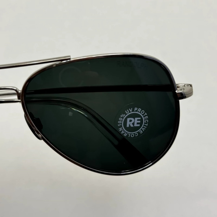 تصویر عینک آفتابی خلبانی رندولف شیشه سنگ مدل کانکورد آنتی رفلکس مشکی فریم نقره ا فول پک اصلی RANDOLPH AVIATOR CR 231 24K