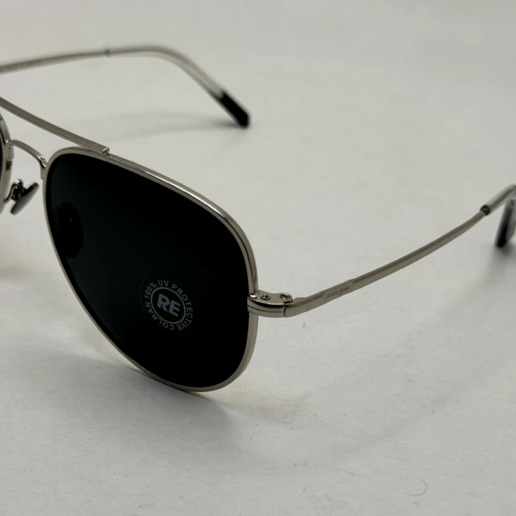 تصویر عینک آفتابی خلبانی رندولف شیشه سنگ مدل کانکورد آنتی رفلکس مشکی فریم نقره ا فول پک اصلی RANDOLPH AVIATOR CR 231 24K