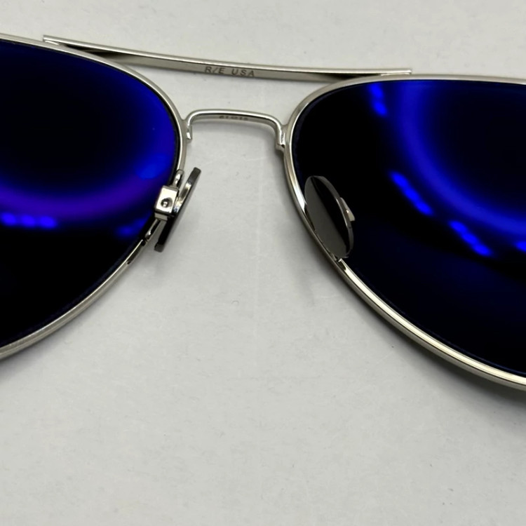 تصویر عینک آفتابی خلبانی رندولف شیشه سنگ مدل کانکورد آنتی رفلکس مشکی فریم نقره ا فول پک اصلی RANDOLPH AVIATOR CR 231 24K