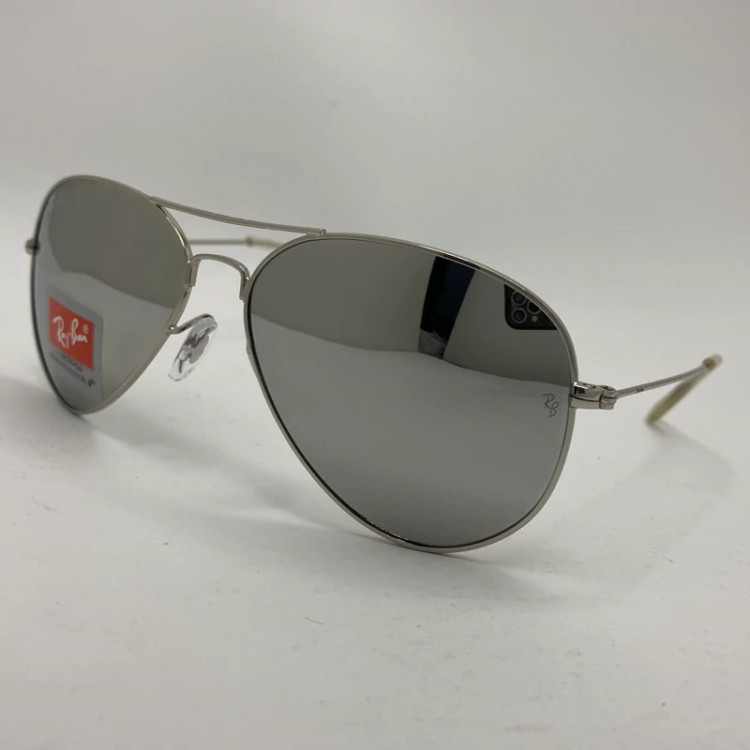 تصویر عینک ریبن خلبانی آینه ای شیشه سنگ با پک کامل اورجینال rayban aviator RB 3026