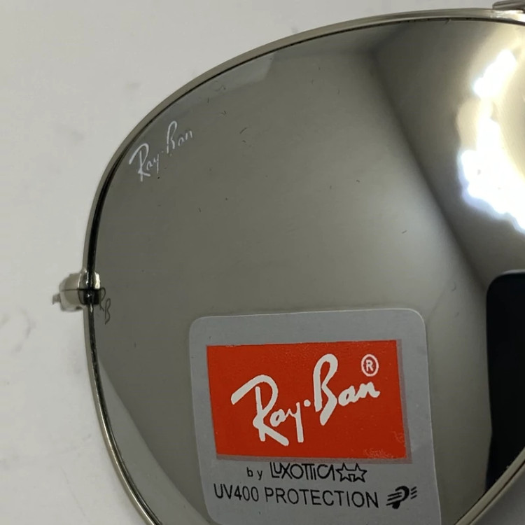 تصویر عینک ریبن خلبانی آینه ای شیشه سنگ با پک کامل اورجینال rayban aviator RB 3026