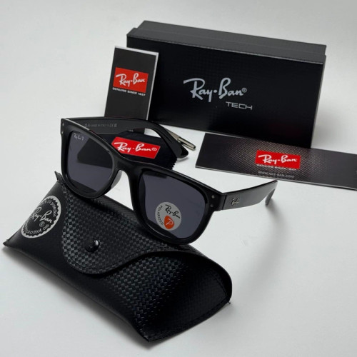 تصویر عینک آفتابی ریبن ویفرر ریورس پلاریزه تمام مشکی به همراه پک کامل ریبن Rayban WAYFARER REVERSE RB 0502S