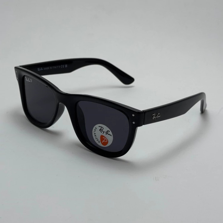 تصویر عینک آفتابی ریبن ویفرر ریورس پلاریزه تمام مشکی به همراه پک کامل ریبن Rayban WAYFARER REVERSE RB 0502S