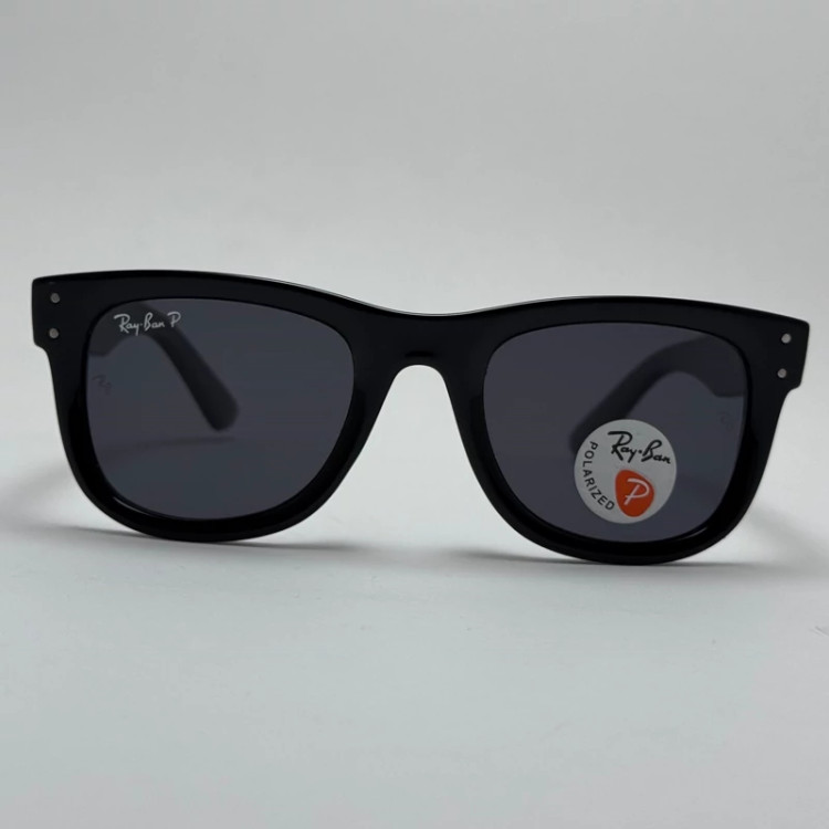 تصویر عینک آفتابی ریبن ویفرر ریورس پلاریزه تمام مشکی به همراه پک کامل ریبن Rayban WAYFARER REVERSE RB 0502S