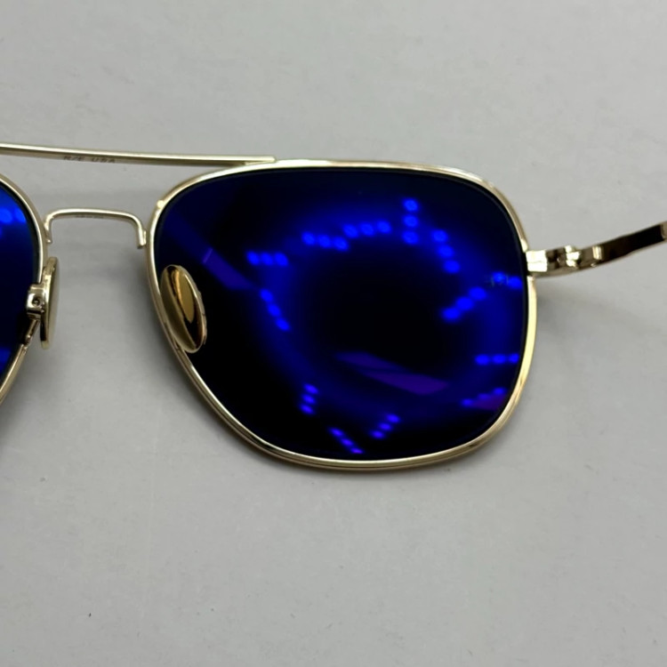 تصویر عینک آفتابی خلبانی رندولف شیشه سنگ آنتی رفلکس مشکی فریم طلایی فول پک RANDOLPH AVIATOR RE 58 24K GOLD