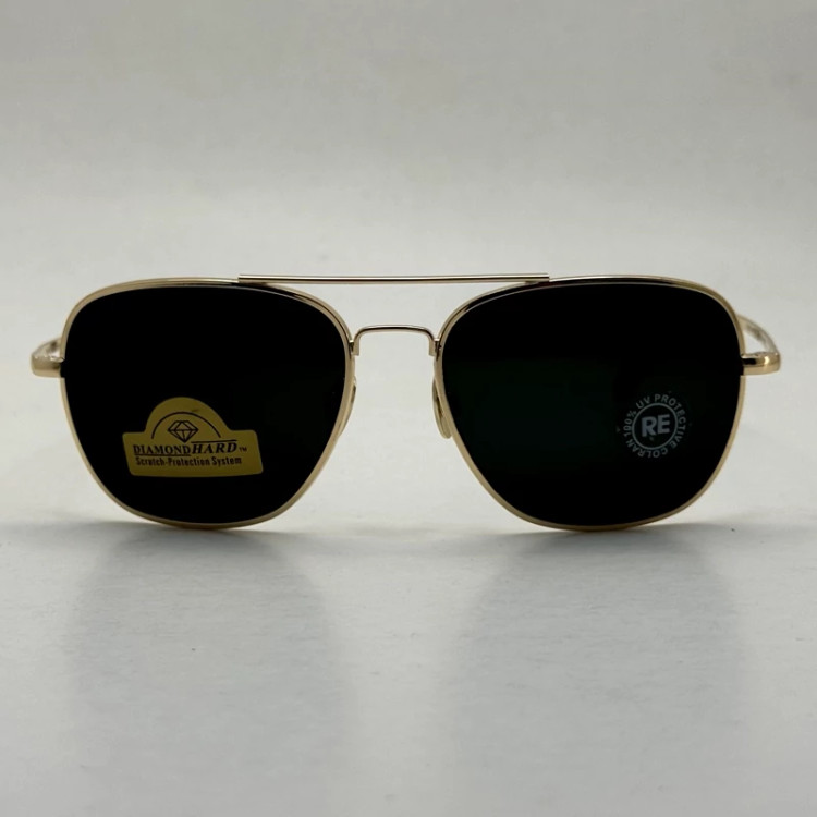 تصویر عینک آفتابی خلبانی رندولف شیشه سنگ آنتی رفلکس مشکی فریم طلایی فول پک RANDOLPH AVIATOR RE 58 24K GOLD